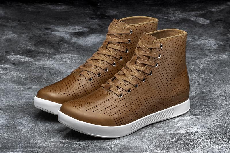 Brown Nobull High-Top Chestnut Leather Men's Trainers | CA H1386A